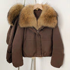 OFTBUY New Winter Warm Thickened Clothing Female Natural Fur Puffer Jacket Women's Dcuk Down Coat with Big Real Fox Fur Collar