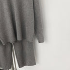 OFTBUY Knitted Pant Set Female Fashion Warm Real Fox Fur Sweater Lady New Autumn Winter Plus Size Woman Clothes Outfits Knitwear