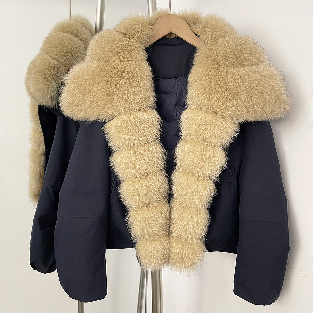 OFTBUY Women's Dcuk Down Coat with Big Real Fox Fur Collar New Winter Warm Thickened Clothing Female Natural Fur Puffer Jacket