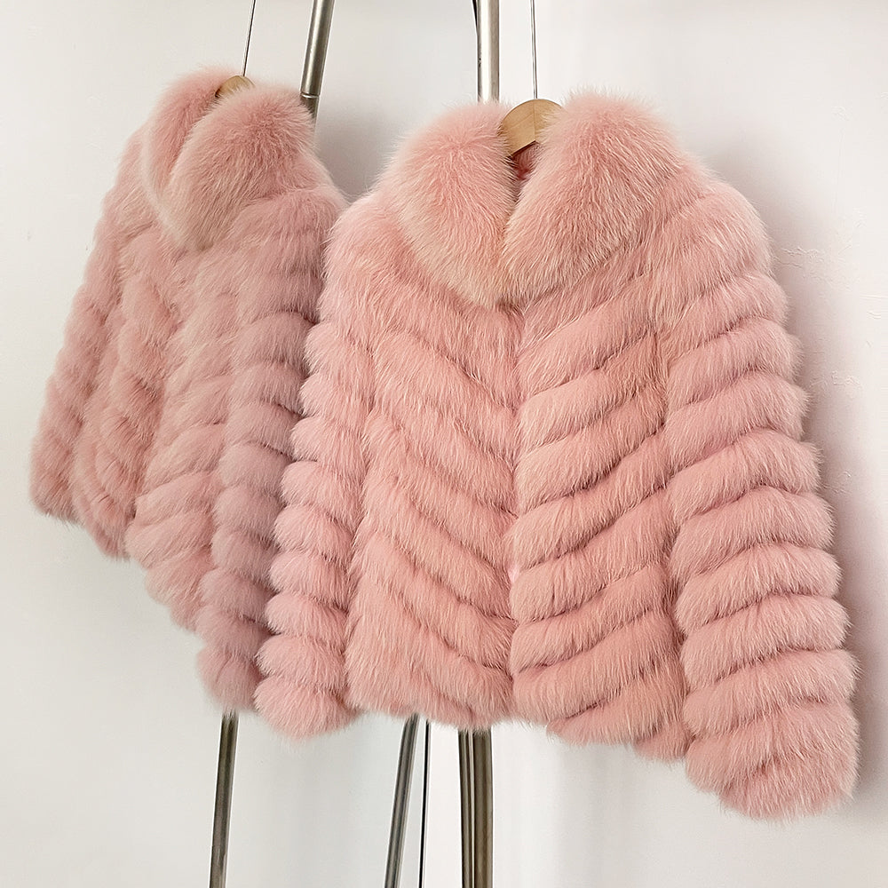 OFTBUY 2-in-1 Reversible Luxury Jacket - 100% Real Fox Fur Coat & Windproof Winter Parka
