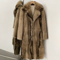 OFTBUY Luxury Long-Line Notch Lapel Faux Fur Coat - Elegant Winter Vegan Fur Overcoat