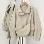 OFTBUY Short Zipper Real Fox Fur Woolen Jacket Fashion Casual Long Sleeves Woo Coat Female with Bag New Autumn Clothes Women