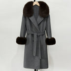 OFTBUY Wholesale New Autumn Winter Clothes Women Real Fox Fur 100% Wool Coat Female Fashion Warm Long Natural Fur Woolen Jacket