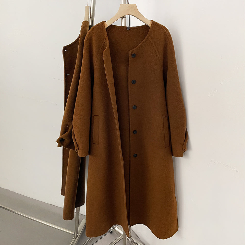 OFTBUY New Women's Hooded Wool Coat with Fur Pom Details Long Single Breasted Winter Warm Elegant Woolen Outerwear Female