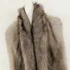 OFTBUY Luxury Long-Line Faux Fur Gilet - Premium Vegan Fox Fur Sleeveless Overcoat with Oversized Shawl Collar