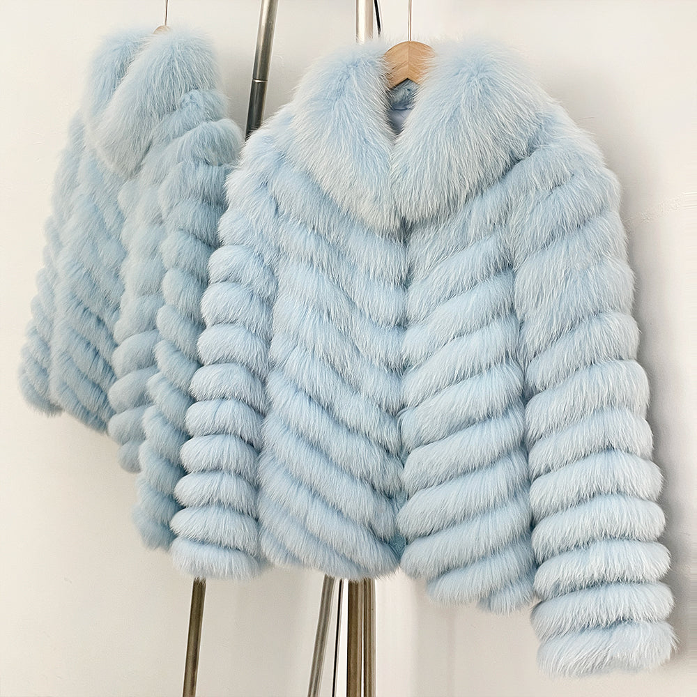 OFTBUY 2-in-1 Reversible Luxury Jacket - 100% Real Fox Fur Coat & Windproof Winter Parka