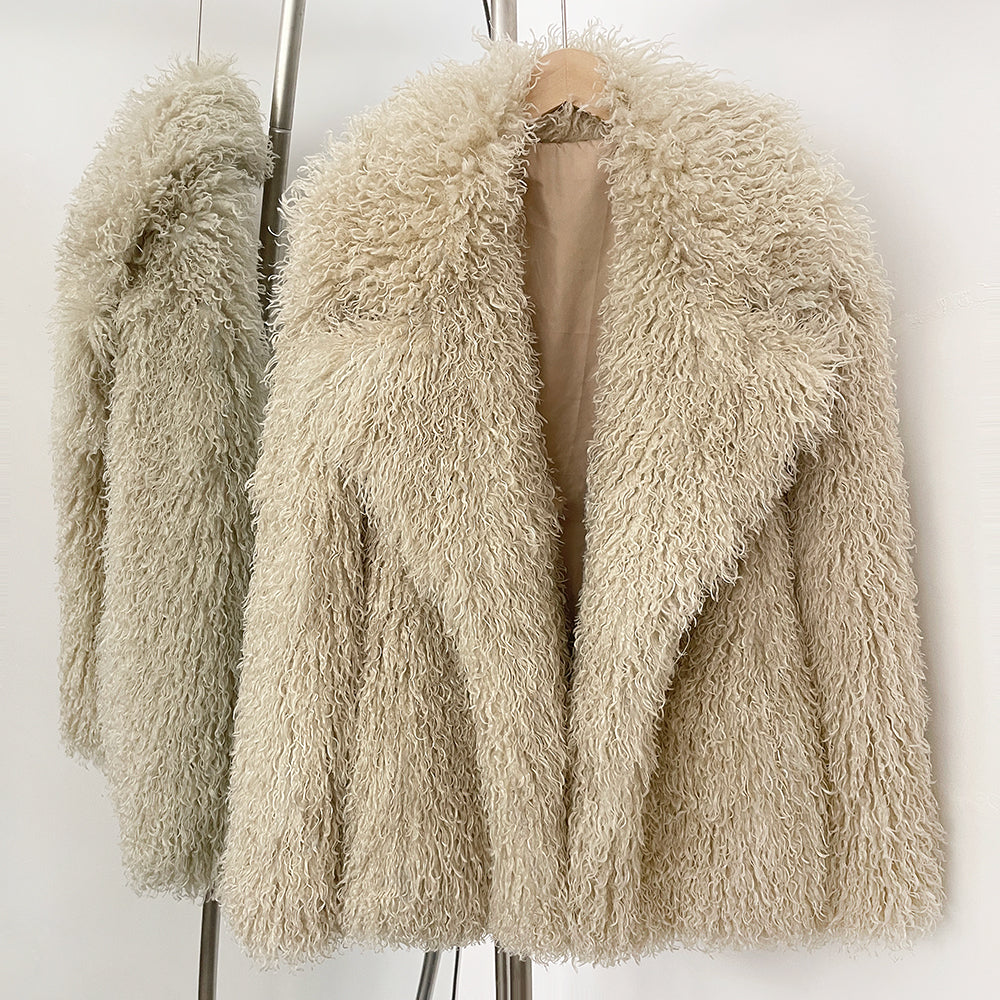 OFTBUY New Winter Clothes Women Fashion Faux Mongolia Sheep Fur Coat Warm Thick Fake Fur Jacket Long Sleeve Artificial Fur Overcoat