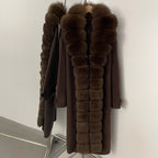 OFTBUY Elegant Fashion Outerwear Female New Women's Knit Long Coat with Full Real Fox Fur Warm Winter Natural Fur Collar Sweater