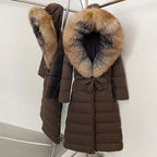 OFTBUY Hooded Winter White Duck Down Coat Large Real Fox Fur Collar X-Long Puffer Jacket Women Thick Female Parkas With Belt
