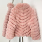 OFTBUY 2-in-1 Reversible Luxury Jacket - 100% Real Fox Fur Coat & Windproof Winter Parka