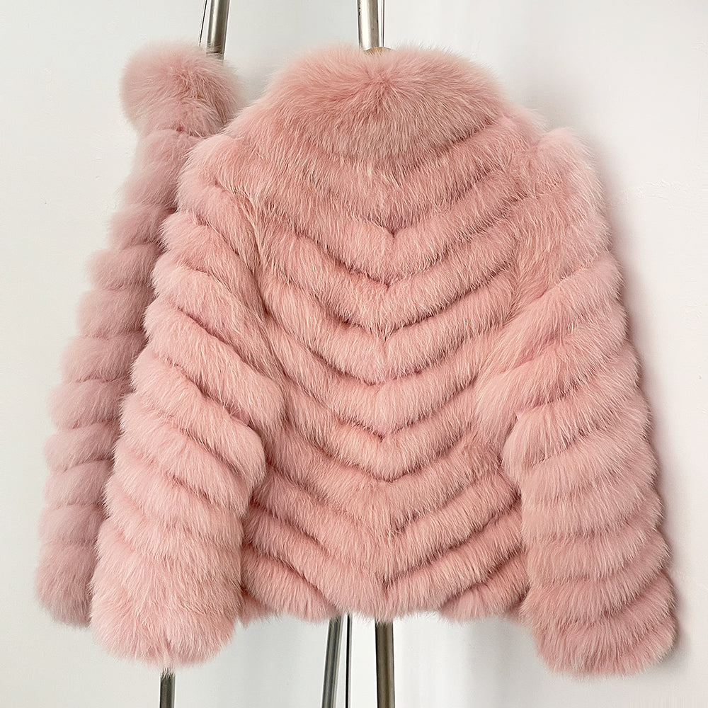 OFTBUY 2-in-1 Reversible Luxury Jacket - 100% Real Fox Fur Coat & Windproof Winter Parka