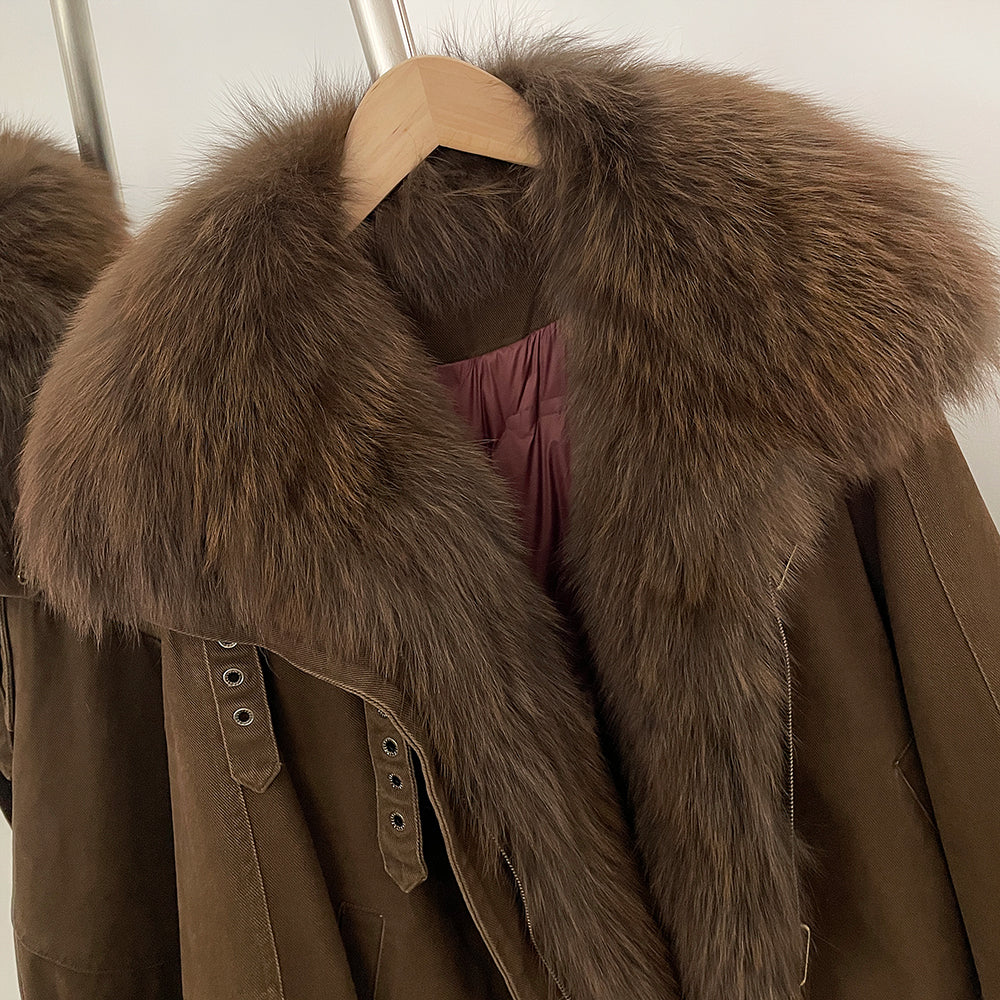 OFTBUY 100% Cotton Natural Fur Duck Down Coat Female New Winter Thick Warm Clothes Women Loose Real Fox Fur Puffer Jacket Lady