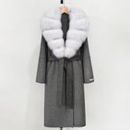 OFTBUY New Autumn Winter Top Clothes Female Long Big Real Fox Fur Collar Woolen Jacket Women Fashion Warm Cashmere Wool Coat