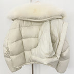OFTBUY Ultra-Luxury 90% Duck Down Puffer Jacket with Oversized Real Fox & Raccoon Fur Collar