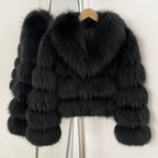 OFTBUY Fluffy Natural Fox Fur Coat Female New Autumn Winter Thickened Warm Clothes Women Long Sleeves Short Real Fur Jacket Lady