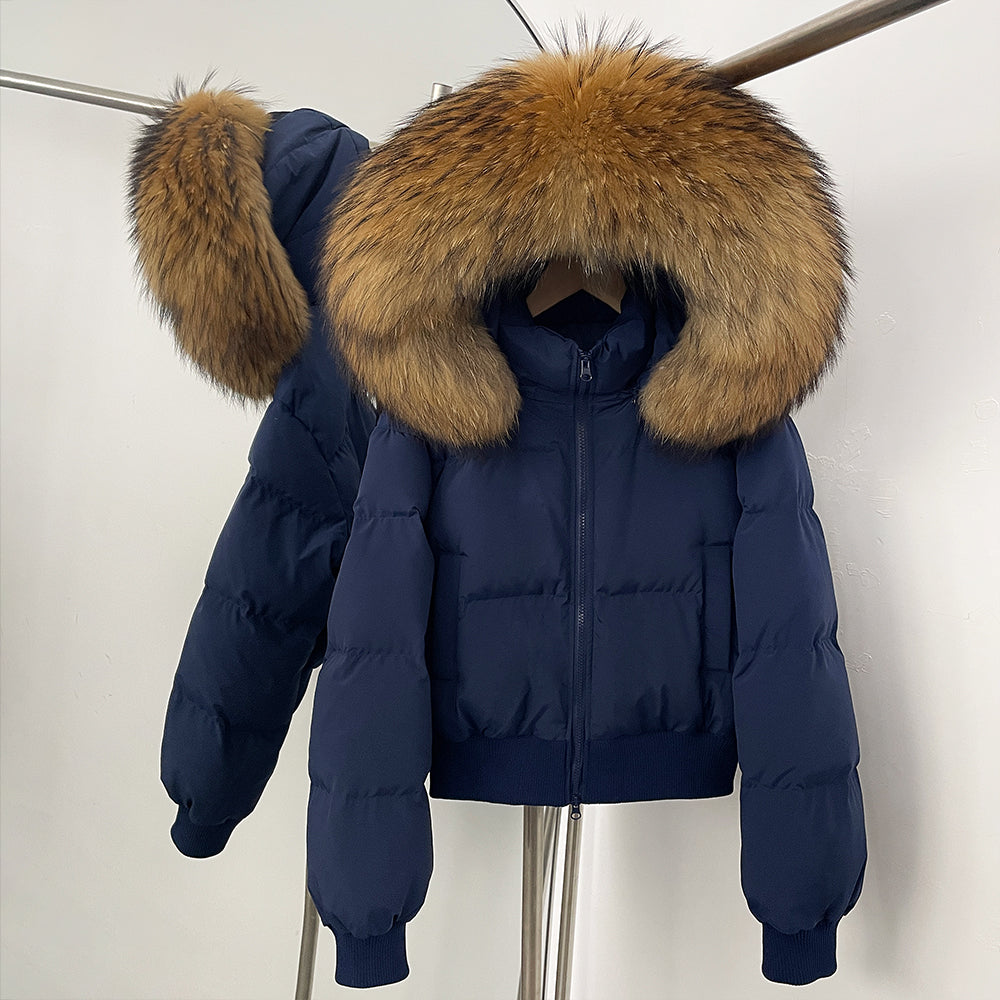 OFTBUY New Winter Short Hooded Top Down Clothes Women Fashion Natural Fox Fur Duck Down Coat Thickened Warm Puffer Jacket Female