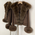 OFTBUY Woolen Jacket New Women's Short Double-Faced Wool Coat with Real Fox Fur Pockets Luxury Warm Winter Fashion Outerwear