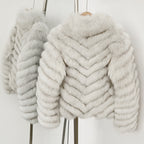 OFTBUY 2-in-1 Reversible Luxury Jacket - 100% Real Fox Fur Coat & Windproof Winter Parka