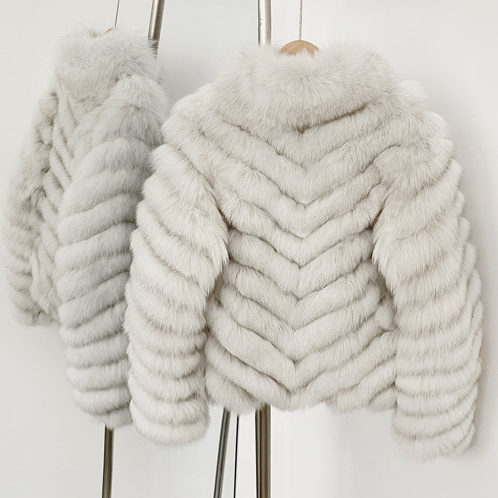 OFTBUY 2-in-1 Reversible Luxury Jacket - 100% Real Fox Fur Coat & Windproof Winter Parka