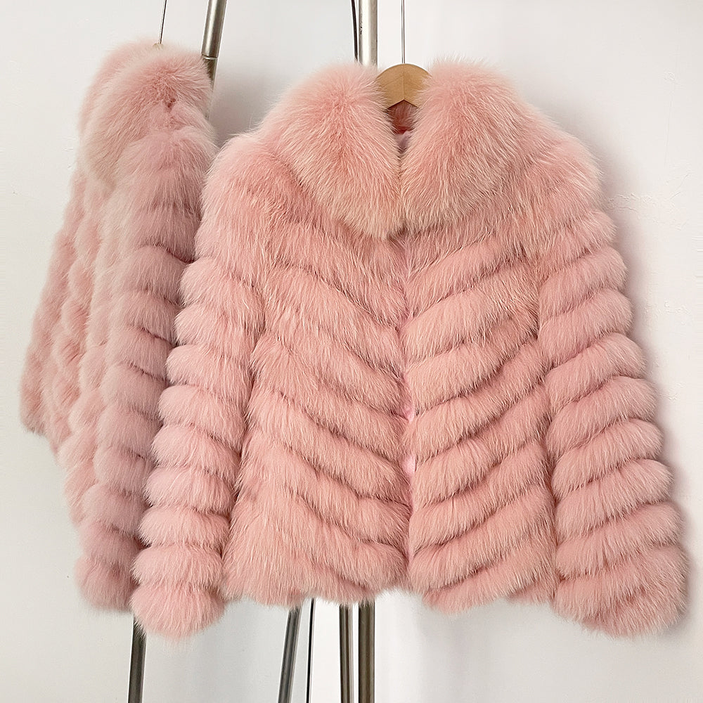 OFTBUY 2-in-1 Reversible Luxury Jacket - 100% Real Fox Fur Coat & Windproof Winter Parka