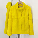 OFTBUY Women's Luxury Real Rabbit Fur Coat Stand Collar Fur Jacket Female New Warm Autumn Winter Outerwear for Cold Weather
