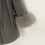OFTBUY Trim Bow Detail Decorative Buttons Winter Elegant Woolen Outerwear New Women's Double Face Wool Coat with Real Fox Fur