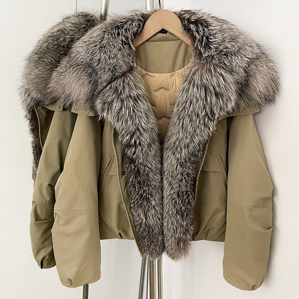 OFTBUY New Winter Warm Thickened Clothing Female Natural Fur Puffer Jacket Women's Dcuk Down Coat with Big Real Fox Fur Collar