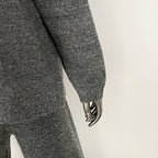 OFTBUY New Women's Knit Two Piece Set with Real Fox Fur Collar Loose Pants Warm Winter Elegant Casual Outfit Sweater Female
