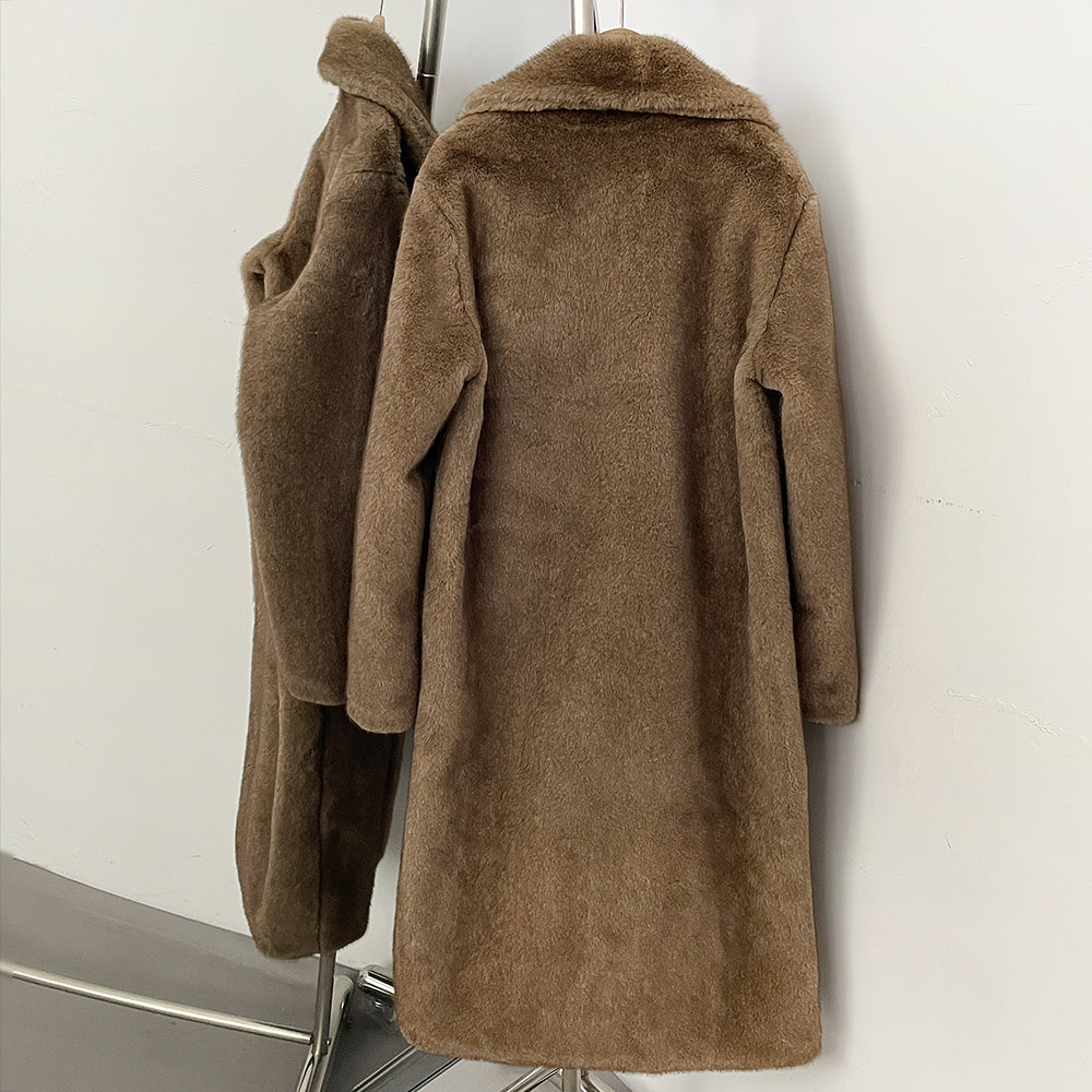 OFTBUY Women's Elegant Luxury Faux Mink Fur Long Coat Artificial Fur Jacket Female Warm Outerwear New Autumn Winter Clothes