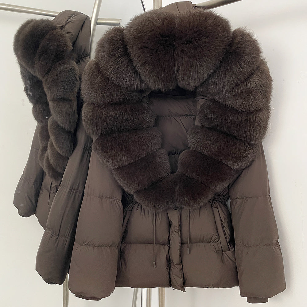 OFTBUY Big Real Fox Fur Collar Duck Down Coat Female New Winter Hooded Warm Down Clothes Women Natural Raccoon Fur Puffer Jacket