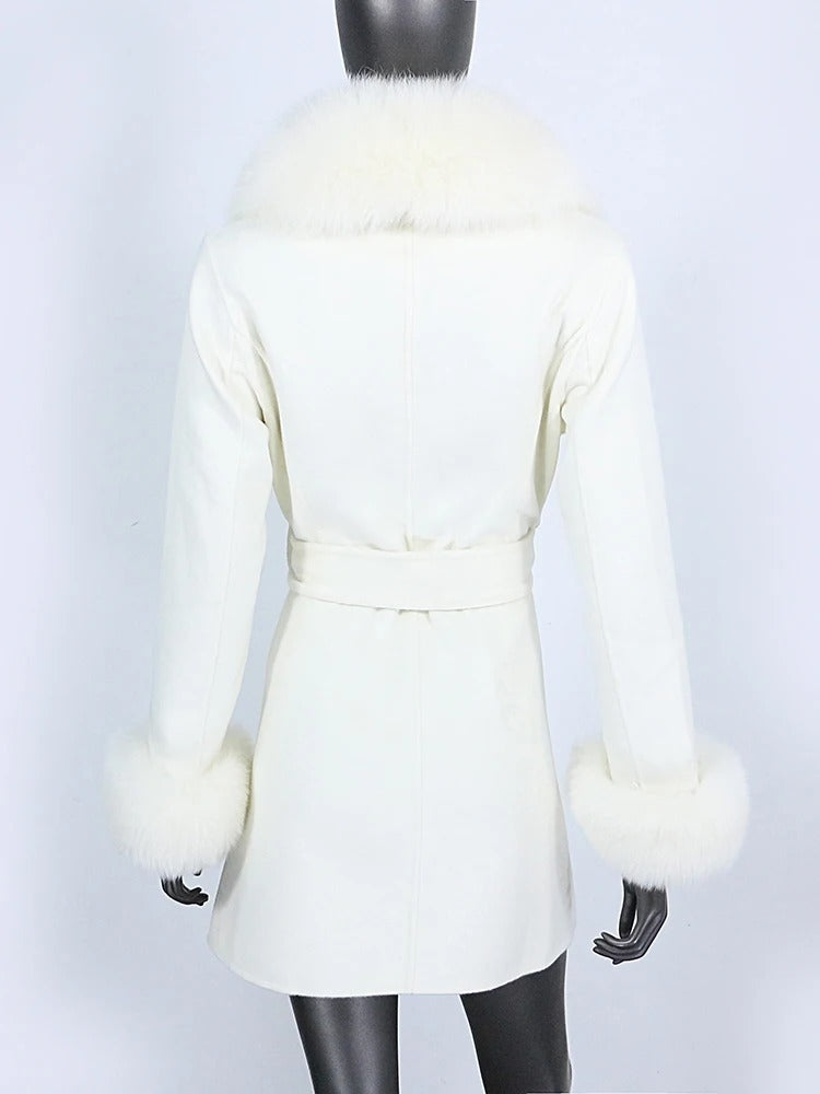 OFTBUY Double-sided Wool Coat Female New Autumn Winter Real Fox Fur Clothes Women Detachable Fur Cuffs Woolen Cashmere Jacket