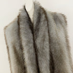 OFTBUY Luxury Long-Line Faux Fur Gilet - Premium Vegan Fox Fur Sleeveless Overcoat with Oversized Shawl Collar