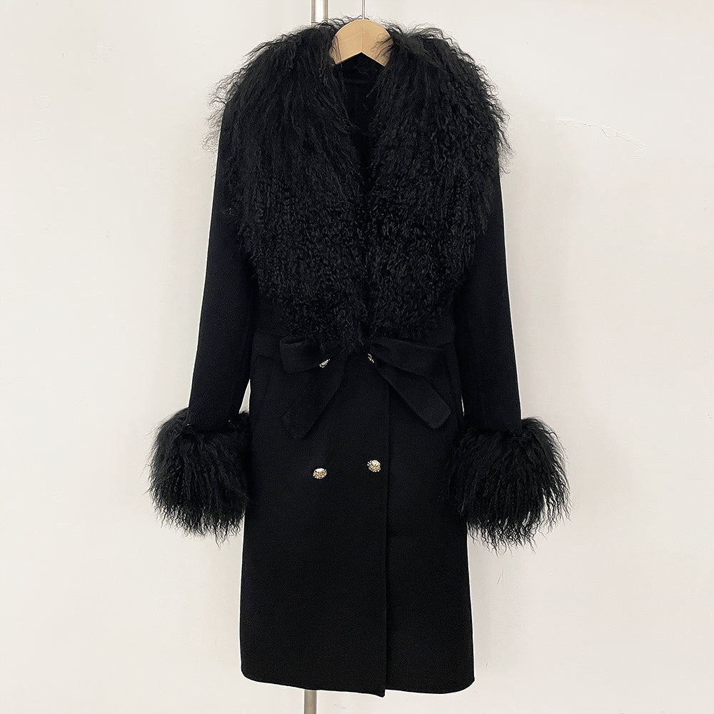 OFTBUY Fashion Natural Mongolia Sheep Fur Wool Jacket New Autumn Winter Clothes Women Lady Warm Long Real Fur Woolen Coat Female