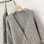 OFTBUY Loose Oversize Knitwear Coat Real Fox Fur Button Cardigan Swrater Jacket Female New Spring Autumn Knitted Clothes Women
