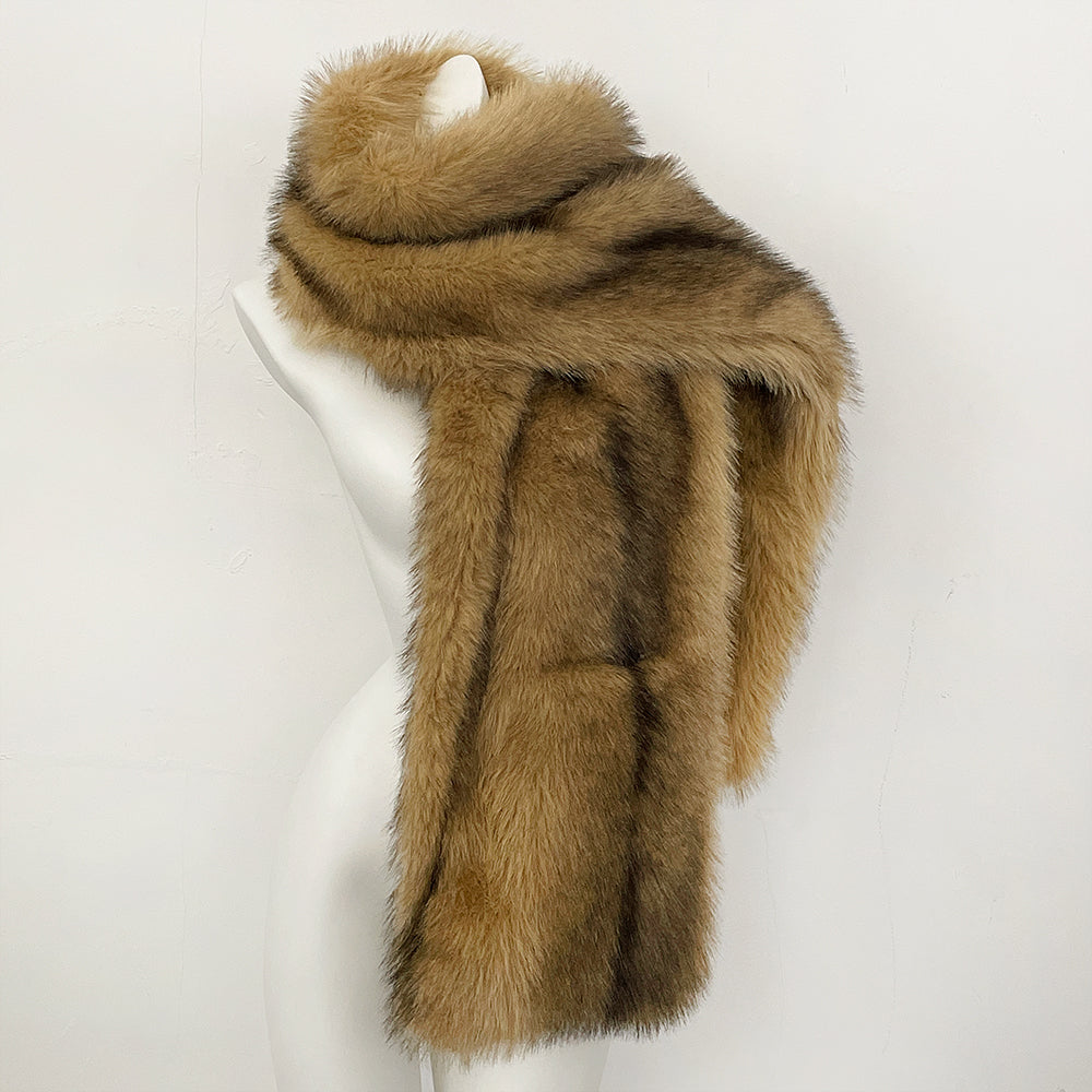 OFTBUY Luxury Long-Line Faux Fur Gilet - Premium Vegan Fox Fur Sleeveless Overcoat with Oversized Shawl Collar