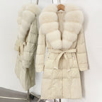 OFTBUY Thickened Warm Duck Down Coat Female Luxury Long Belt New Winter Natural Fox Fur Clothes Women Silm Puffer Jacket Outwear