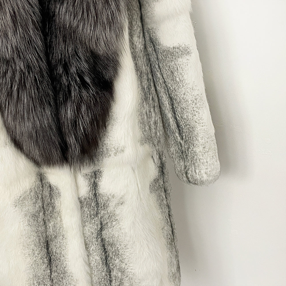 OFTBUY New Autumn Winter Clothes Women Mid-length Real Fox Fur Collar Jacket Female Luxury Warm Thick Natural Rabbit Fur Coat