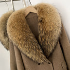 OFTBUY Woolen Coat Female Women's Luxury Double-Faced Wool Jacket Winter Oversize Real Fox Fur Double Breasted Elegant Outerwear