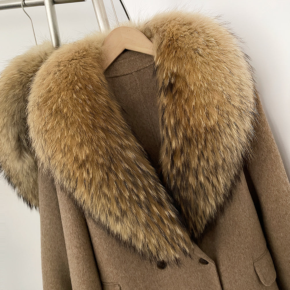 OFTBUY Woolen Coat Female Women's Luxury Double-Faced Wool Jacket Winter Oversize Real Fox Fur Double Breasted Elegant Outerwear