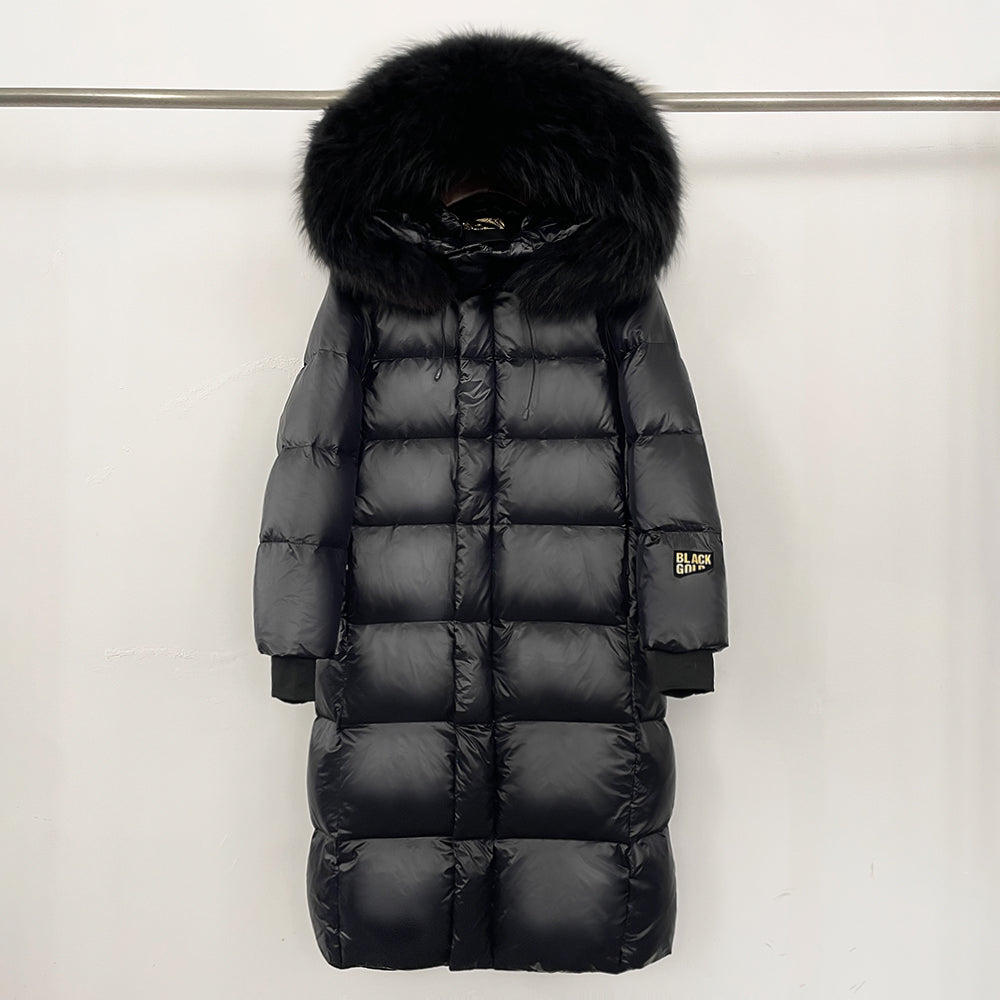 OFTBUY Winter Clothes Women Black Gold Goose Down Coat Big Real Raccoon Fur Collar Overcoat Real Fox Fur Puffer Jacket Female