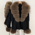 OFTBUY New Autumn Winter Knit Cardigan Women Fashion Warm Clothes with Real Fox Fur Luxury Natural Fur Sweater Jacket Female