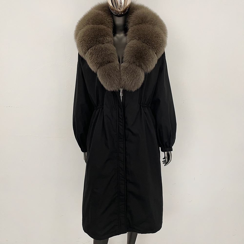 OFTBUY New Zipper Autumn Winter Clothes Women Natural Fox Fur Collar Goose Down Coat Long Warm Thickened Real Fur Puffer Jacket