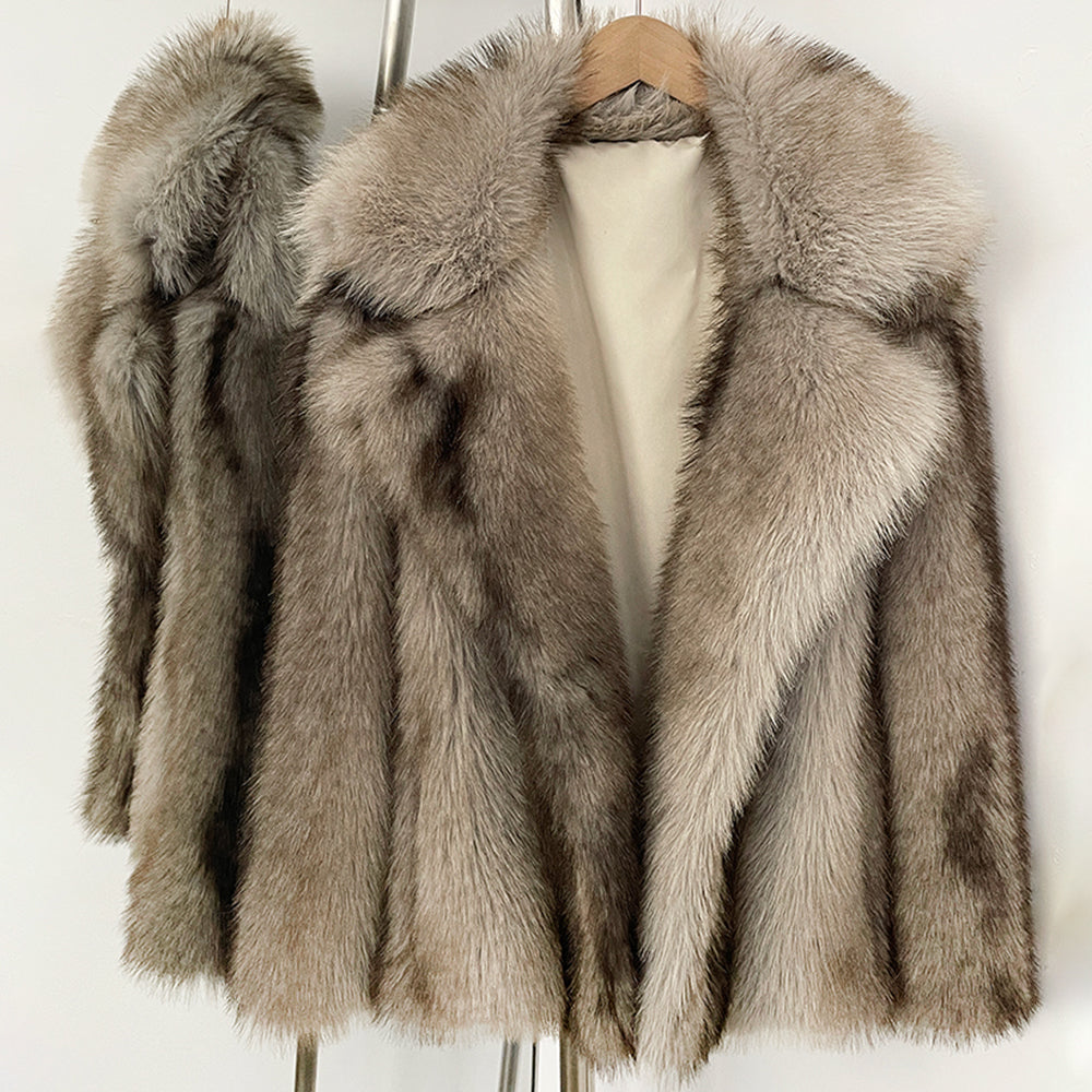 OFTBUY Chic Oversized Lapel Faux Fur Jacket - Premium Vegan Fur Winter Coat with Soft Texture