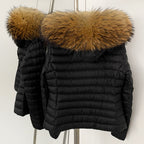 OFTBUY Hooded Slim Real Fox Fur Collar Fluffy Puffer Jacket Women New Winter Short Top Clothing Female Fur White Duck Down Coat