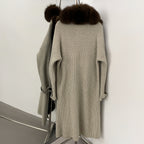OFTBUY Elegant Fashion Outerwear Female New Women's Knit Long Coat with Full Real Fox Fur Warm Winter Natural Fur Collar Sweater