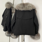 OFTBUY Fashion Warm White Duck Down Real Fur Top Clothes Female Big Natural Fox Fur Collar Coat New Autumn Winter Jacket Women