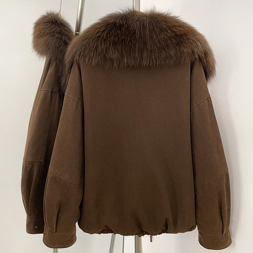 OFTBUY 100% Cotton Natural Fur Duck Down Coat Female New Winter Thick Warm Clothes Women Loose Real Fox Fur Puffer Jacket Lady