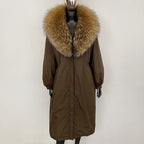 OFTBUY New Zipper Autumn Winter Clothes Women Natural Fox Fur Collar Goose Down Coat Long Warm Thickened Real Fur Puffer Jacket