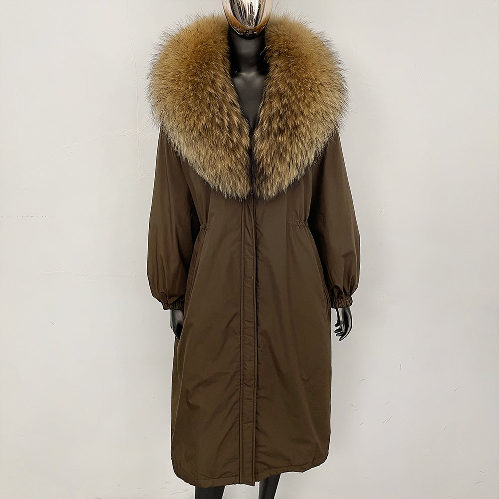 OFTBUY New Zipper Autumn Winter Clothes Women Natural Fox Fur Collar Goose Down Coat Long Warm Thickened Real Fur Puffer Jacket
