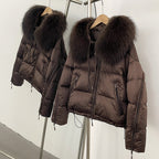 OFTBUY Designer Real Fox Fur Duck Down Jacket Female New Warm Thicken Autumn Winter Coat Women Zipper Reality Fur Puffer Clothes